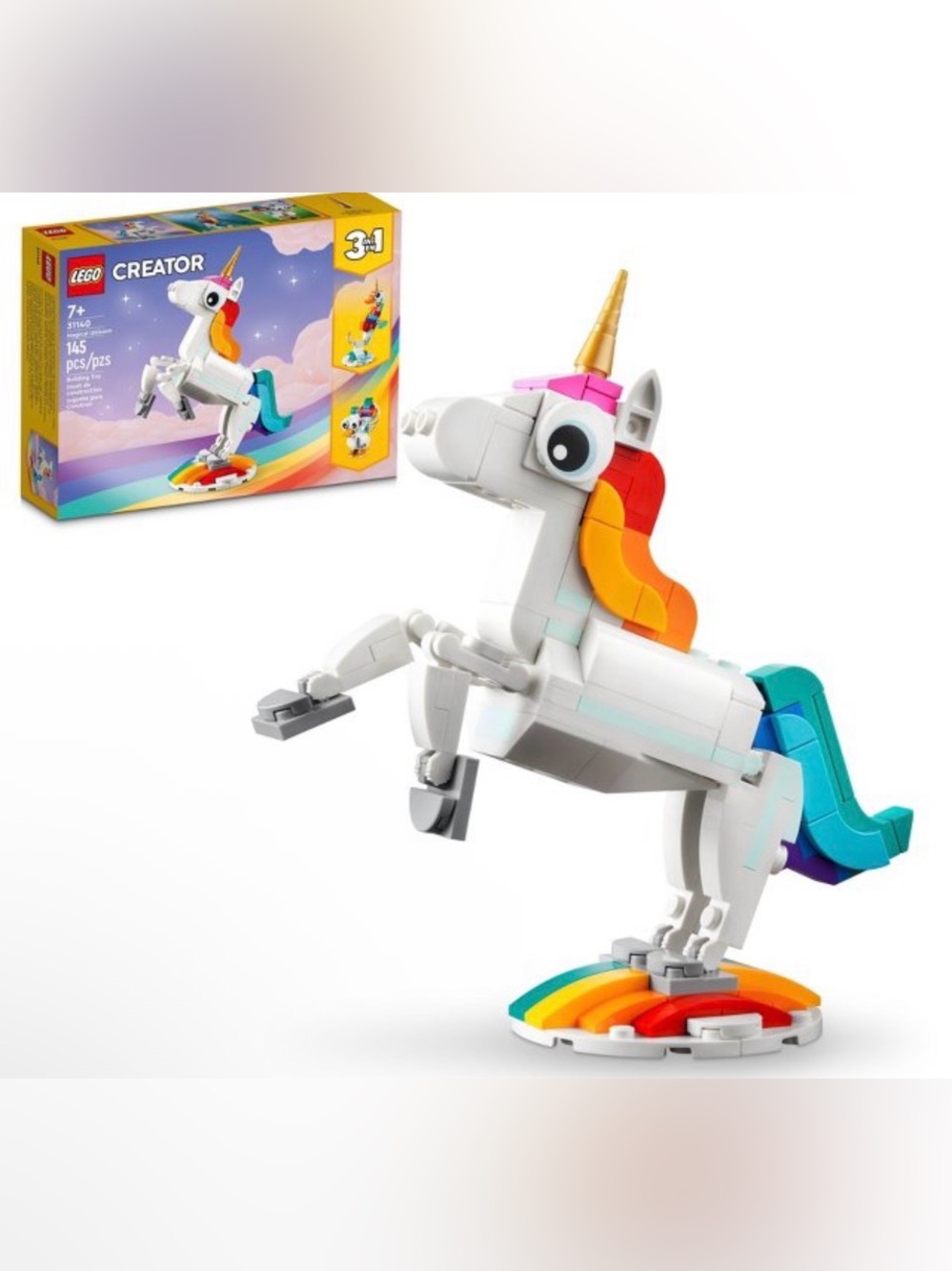 LEGO Creator 3-in-1 Rainbow Magical Unicorn Building Set 145pcs - 31140